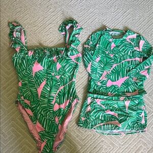 Lilly Pulitzer Green and Pink One Piece Swimsuit